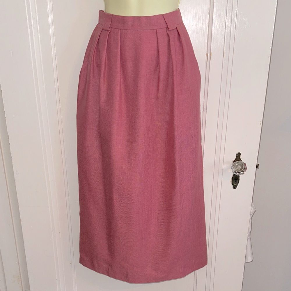 Vintage 80s Corporate‎ Woman Brand Pink Straight Pencil Fully Lined Midi Skirt
